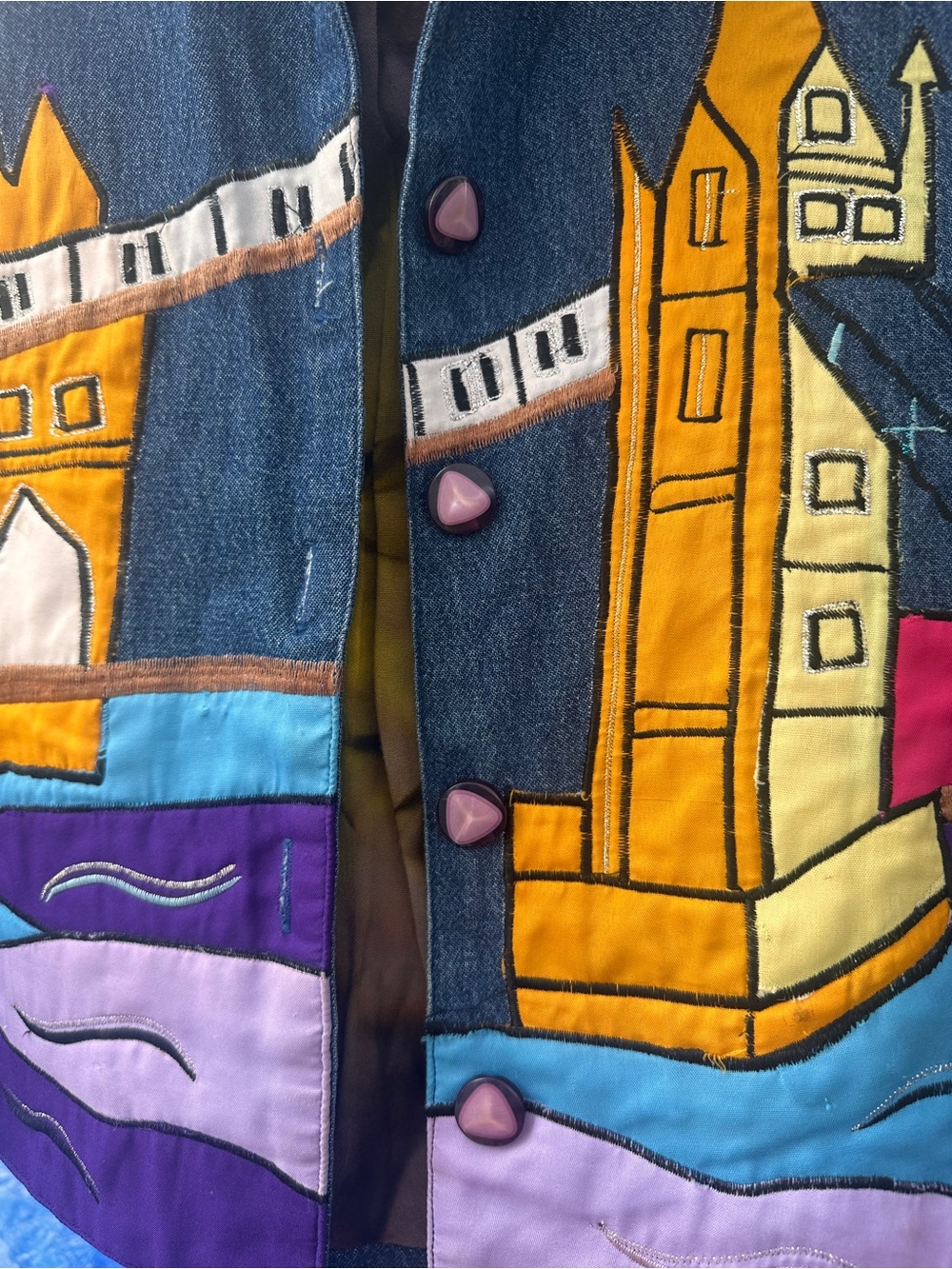 Kaktus Blue Denim Jacket with Multicolor Accent - Picture 4 of 9